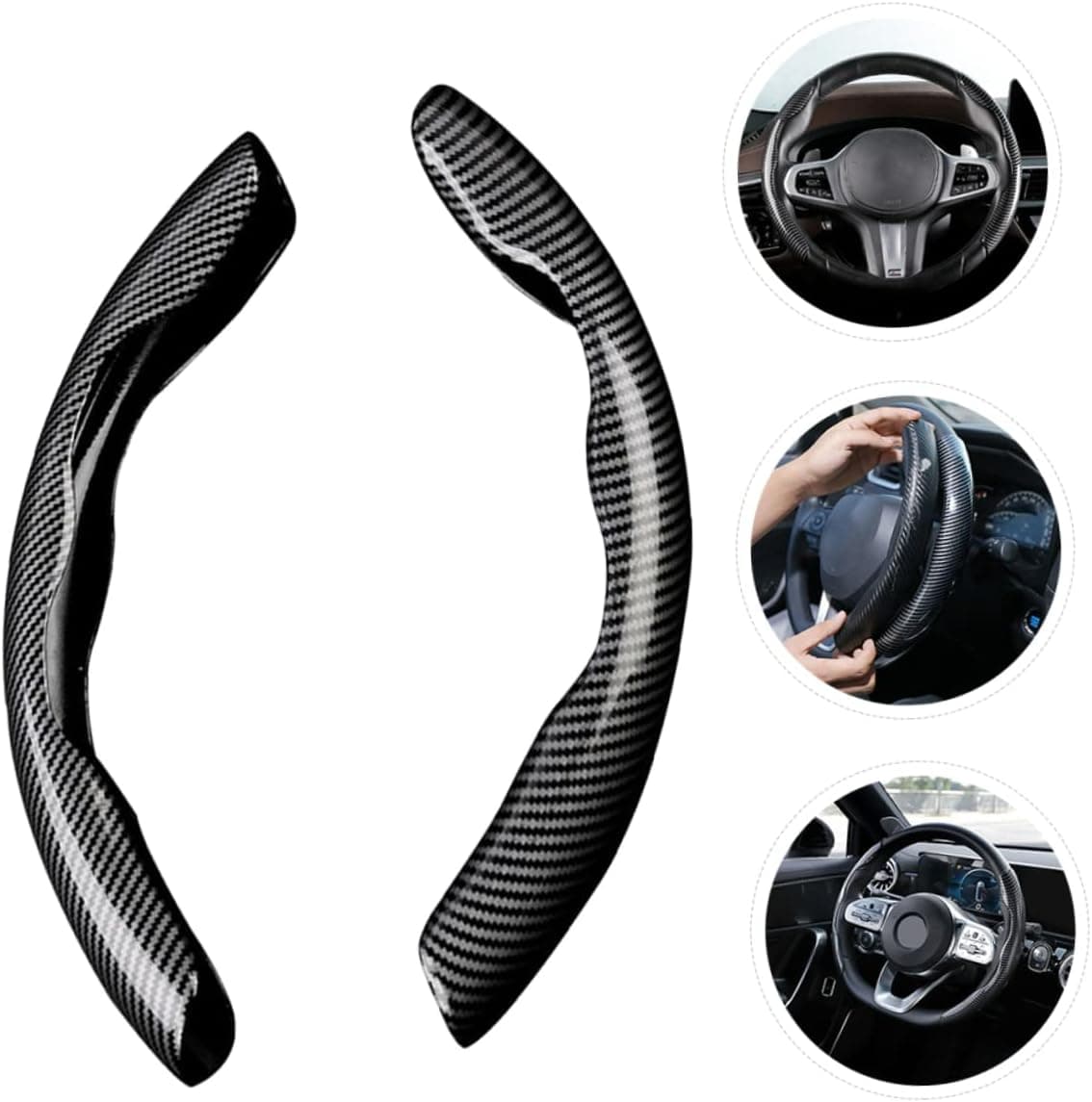 2 Pcs Housse de Volant Voiture antidérapant Noir carbon - Accessoires Auto/Moto - صورة 2