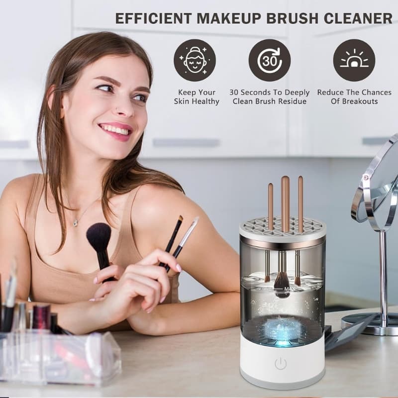 Machine de nettoyage de pinceaux maquillage électrique portable 3en1 - منظف ​​ومجفف فرش المكياج الأوتوماتيكي - Soins et Beauté - صورة 3