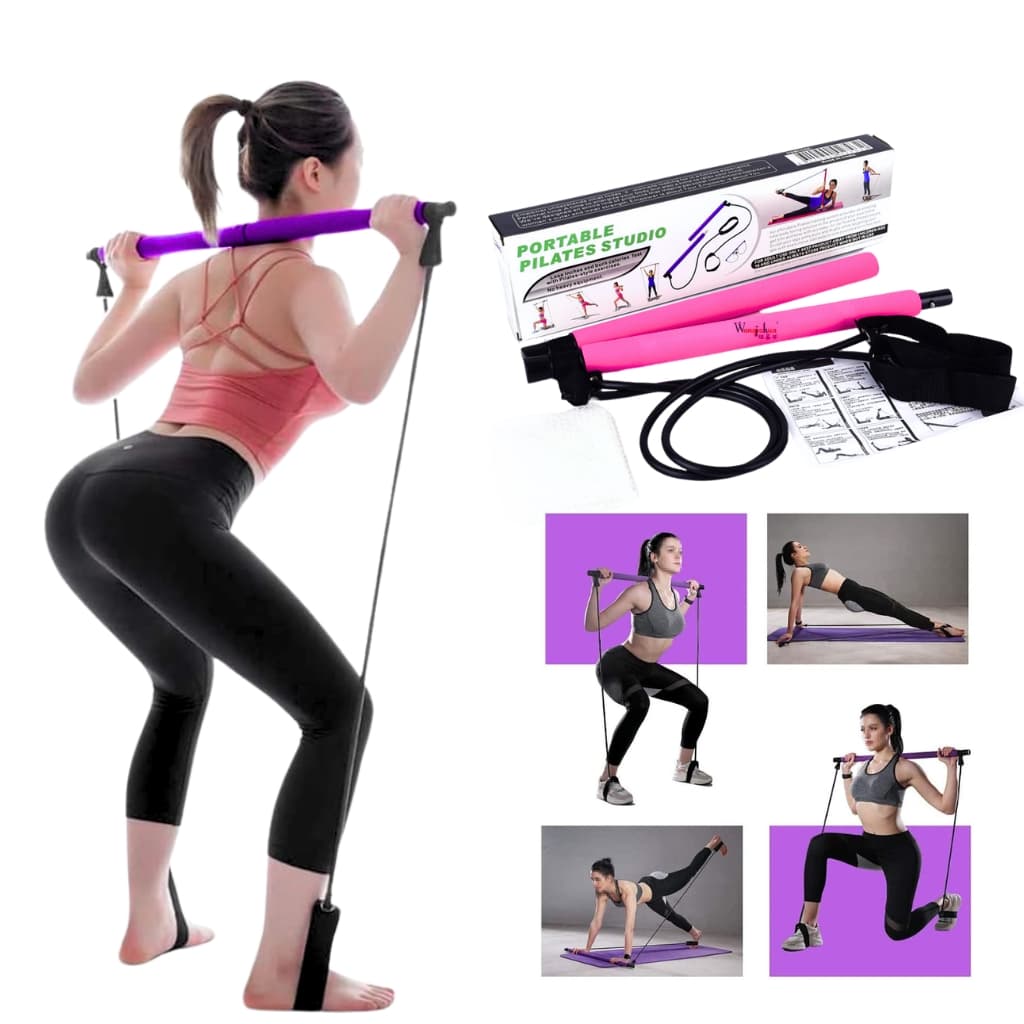 Barre de pilates portable avec bande de résistance réglable - Sport - صورة 1