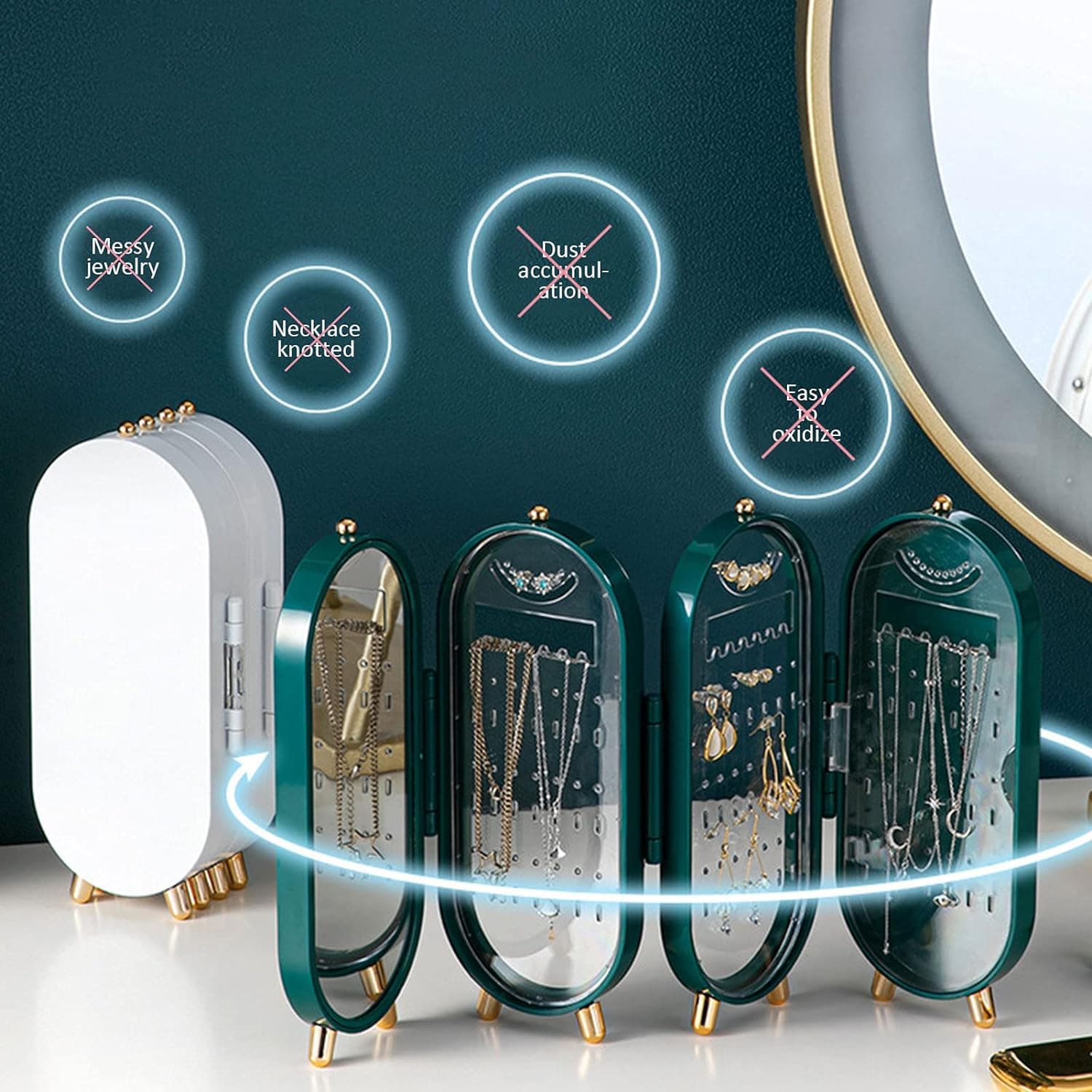 Présentoir Boîte de rangement de bijoux pliable, organisateur de boucles d’oreilles, - Soins et Beauté - صورة 4
