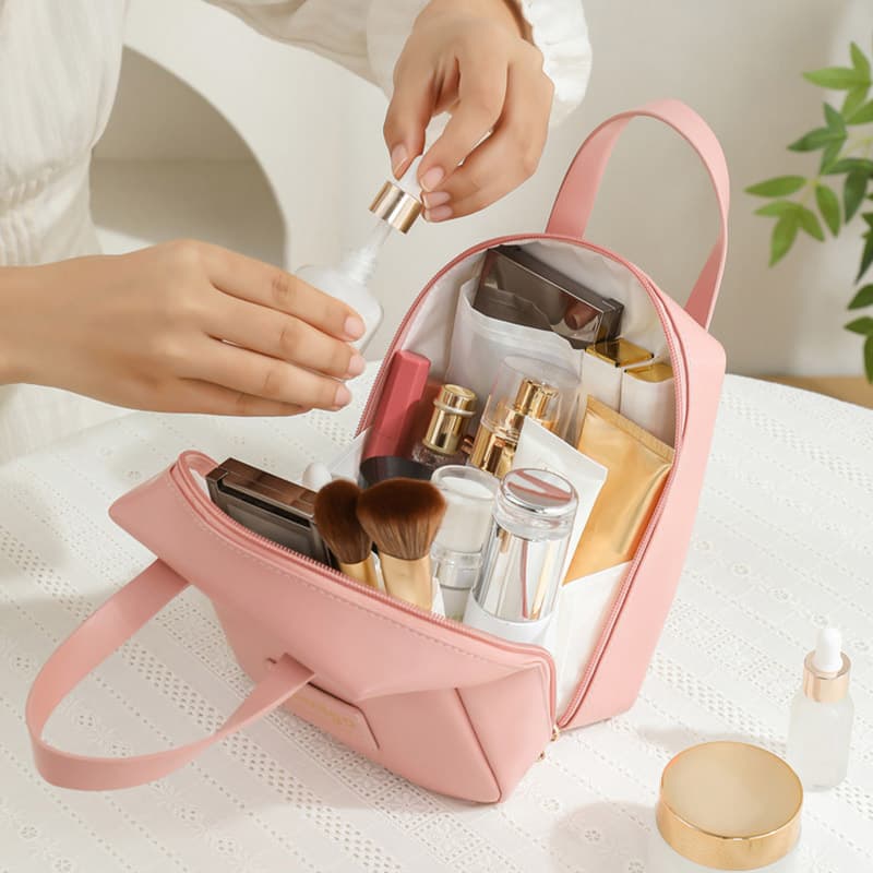 Pochette cosmétique ensimili cuir à double fermeture éclair - Soins et Beauté - صورة 5