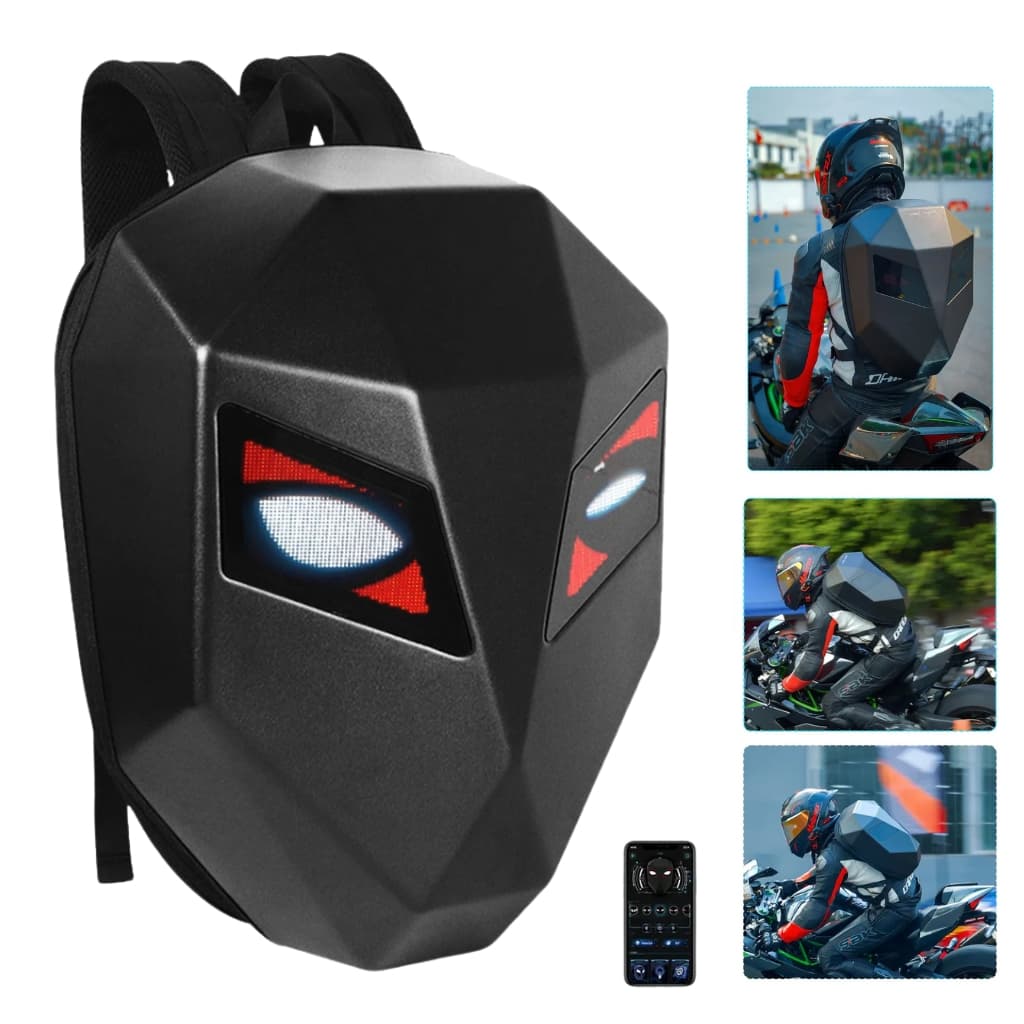 Crelander Sac à dos moto a écran d'affichage LED 3D,extensible et étanche -  حقيبة ظهر ثلاثية الابعاد للدراجات النارية مع شاشة عرض بعينين - Accessoires Auto/Moto - صورة 1