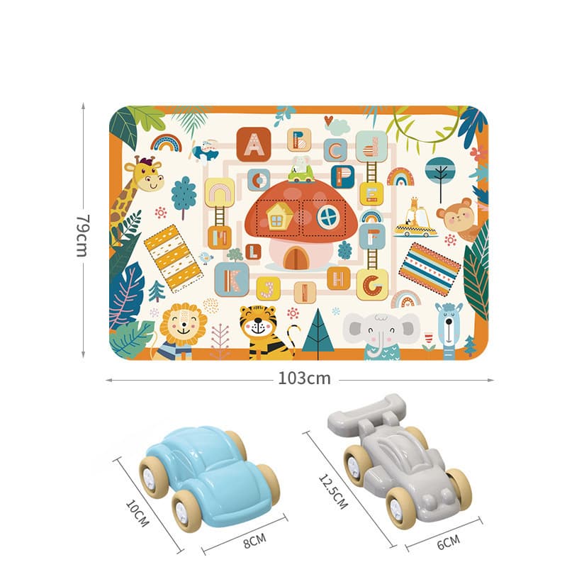 Tapis d’eveil circuit jungle avec 2 voiturettes 103 cm x 79 cm - Jouet & Gaming - صورة 4