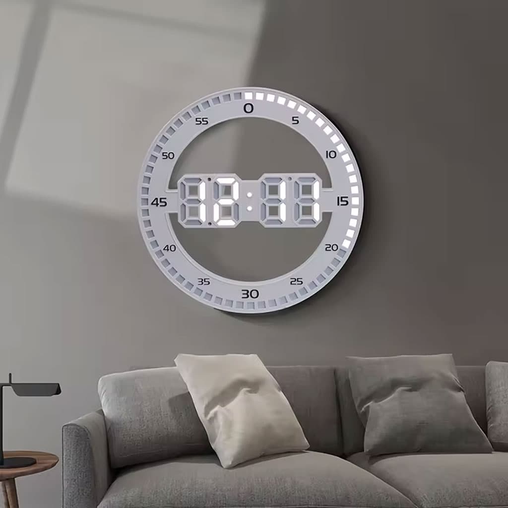 Horloge Murale et Réveil Affichage des Chiffres LED - Décoration - صورة 2