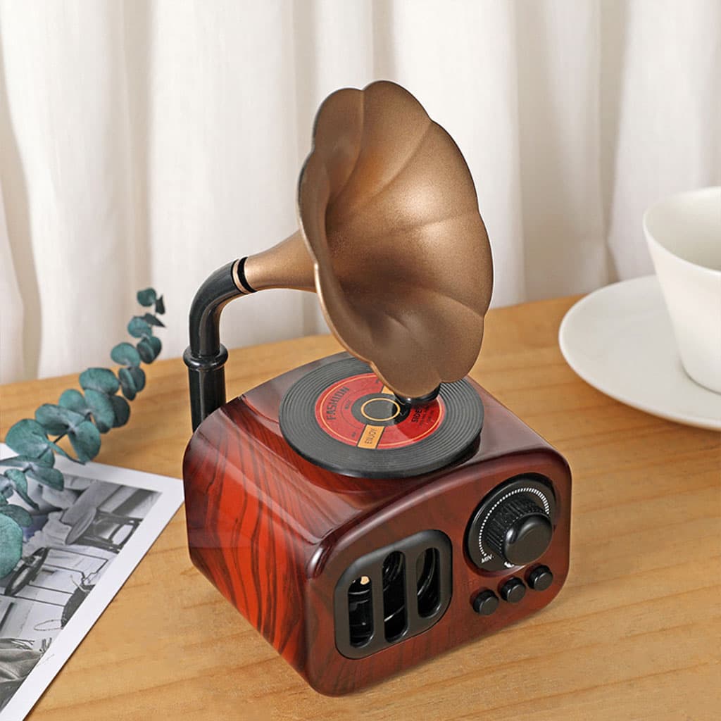 Boîte à musique rétro en bois, phonographe pour maison, Table classique - Décoration - صورة 4