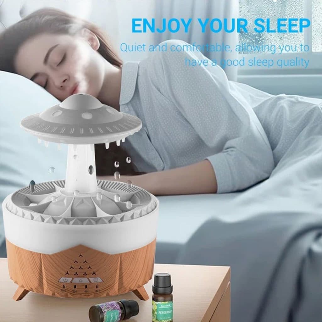 Lampe d’humidification par gouttelettes d’eau 350ML ultrasonique, avec télécommande - Décoration - صورة 3
