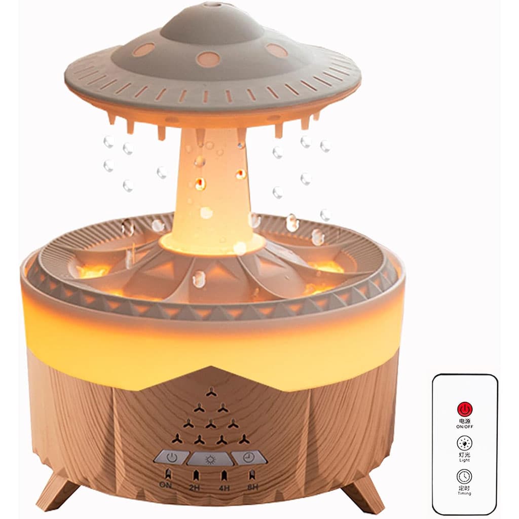 Lampe d’humidification par gouttelettes d’eau 350ML ultrasonique, avec télécommande - Décoration - صورة 4
