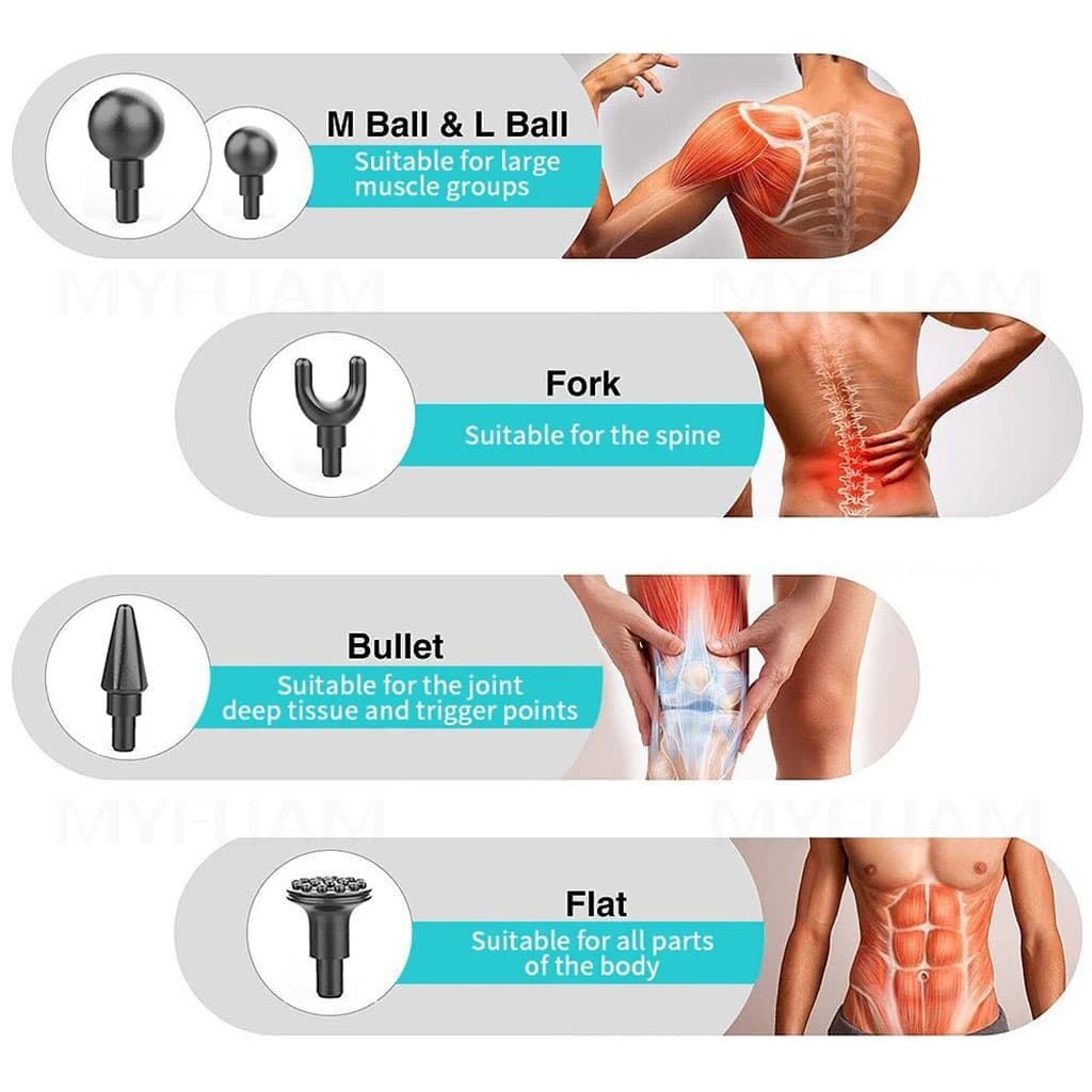 Appareil de Massage Musculaire Masseur de Muscle de Corps 32 Niveaux de Force Réglables 4 Têtes - Sport - صورة 6