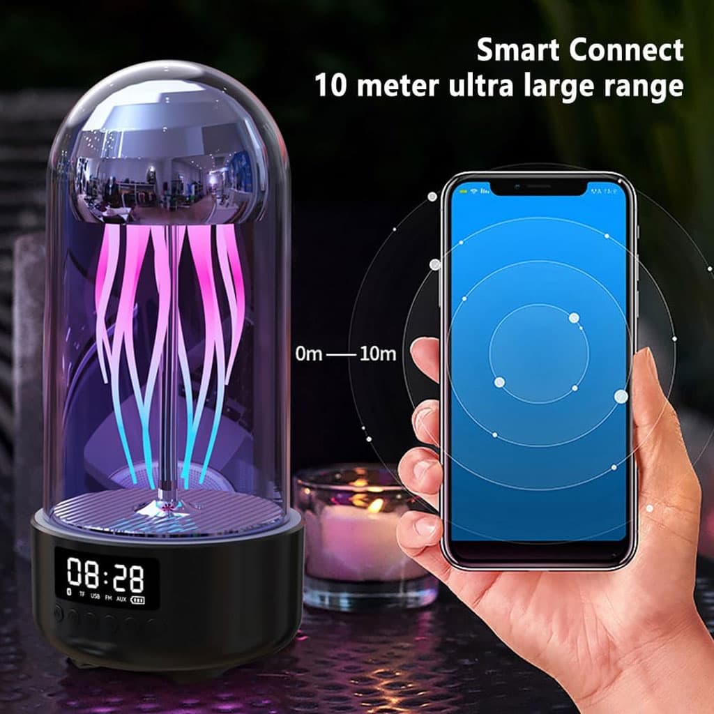Haut-parleur Bluetooth Méduse, Aquarium avec lumière d'ambiance 7 couleurs - Électronique - صورة 3