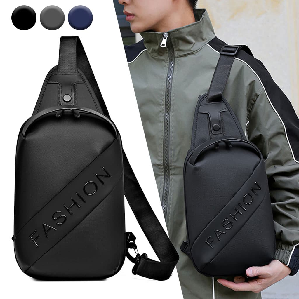 Fashion Black Sac de poitrine décontracté pour hommes avec bandoulière LX068 - Gris - Sac à dos et Mode - صورة 2