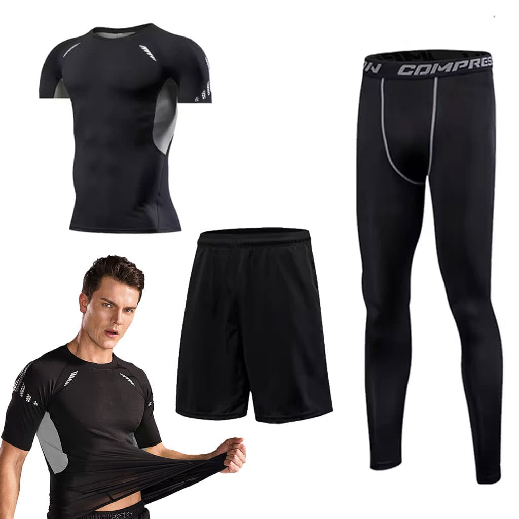 GYM Sport Kit Compression pour Hommes 3 pcs  - طقم رياضي  3 قطع - Sport - صورة 2