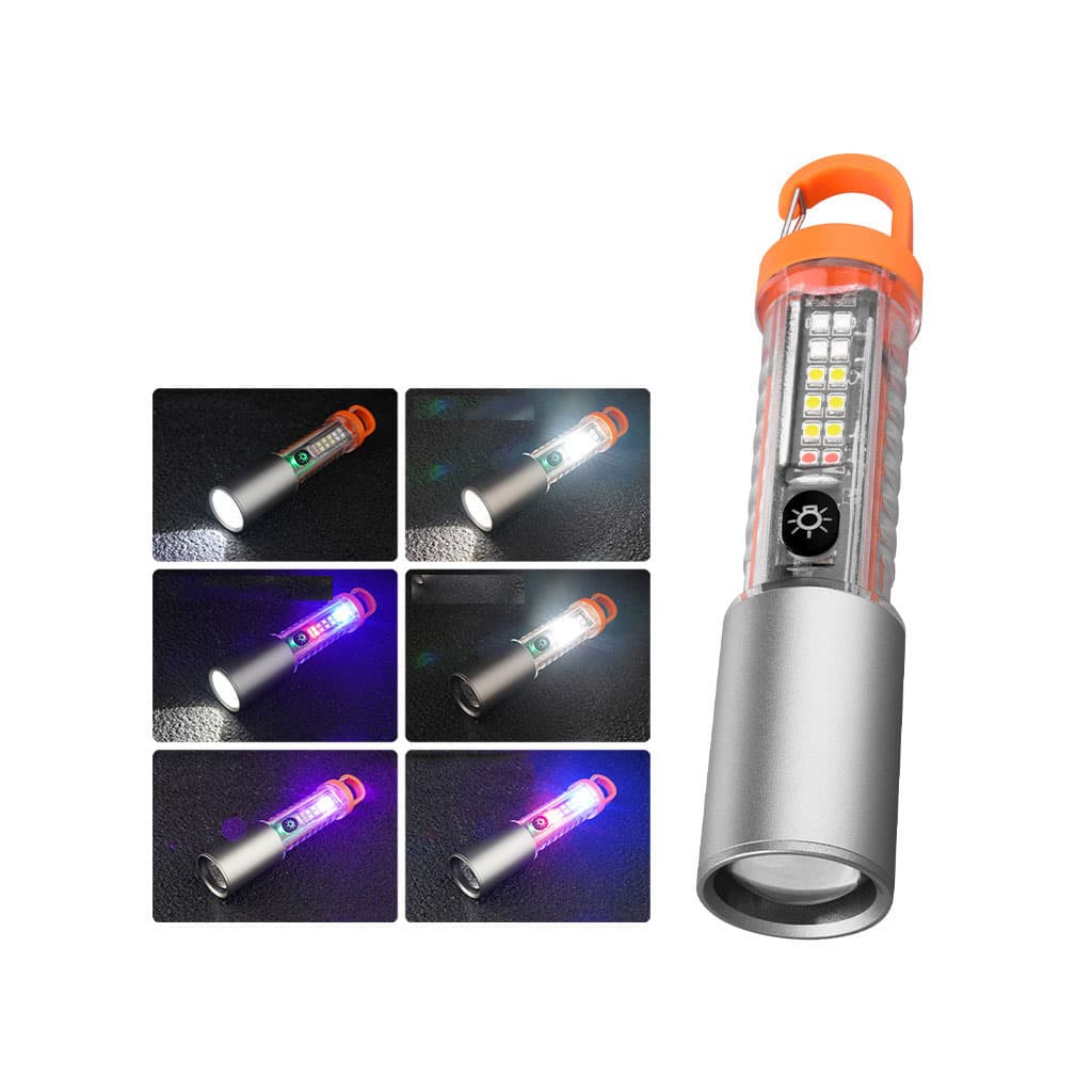 Lampe de Poche LED Multi-Fonction avec Zoom, Laser et 8 Modes d’Éclairage – Torche Étanche pour Camping d’Urgence avec Magnet - Camping et Randonnée - صورة 2