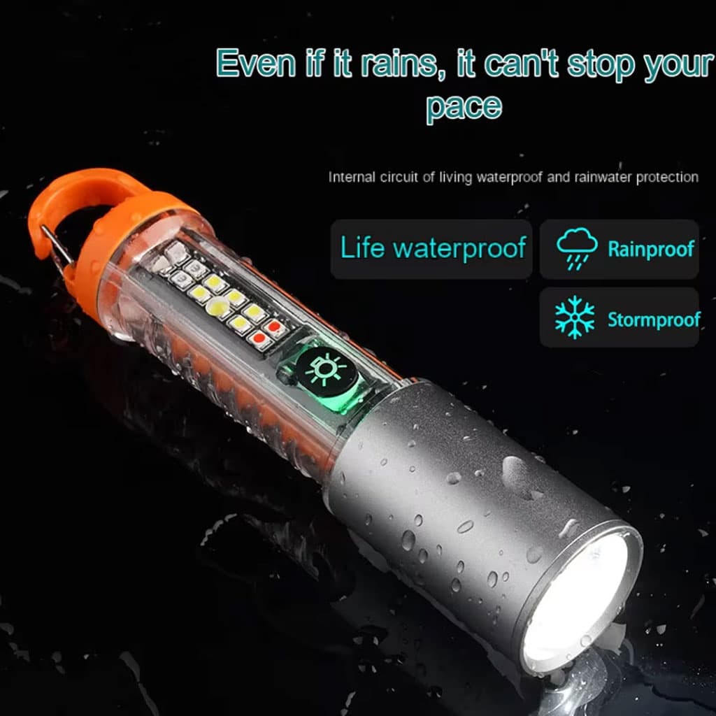 Lampe de Poche LED Multi-Fonction avec Zoom, Laser et 8 Modes d’Éclairage – Torche Étanche pour Camping d’Urgence avec Magnet - Camping et Randonnée - صورة 4