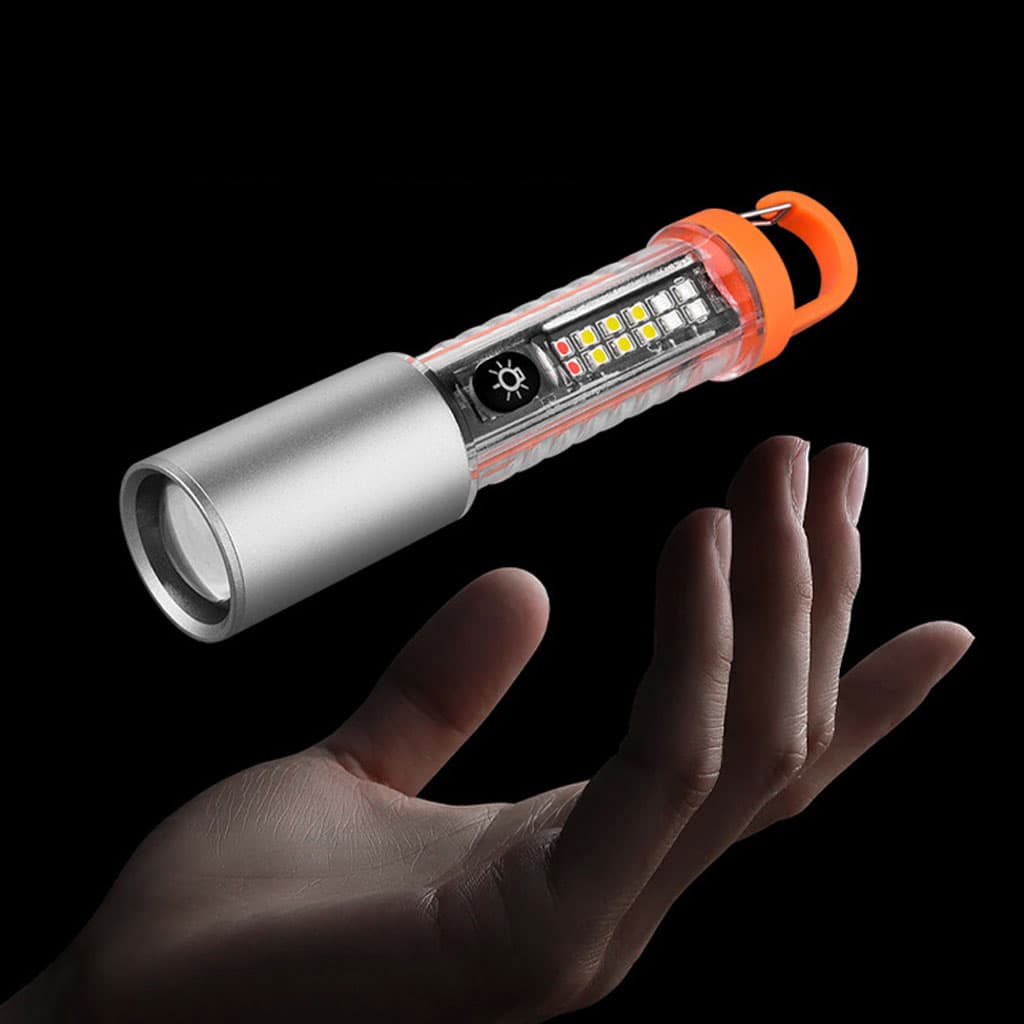 Lampe de Poche LED Multi-Fonction avec Zoom, Laser et 8 Modes d’Éclairage – Torche Étanche pour Camping d’Urgence avec Magnet - Camping et Randonnée - صورة 5