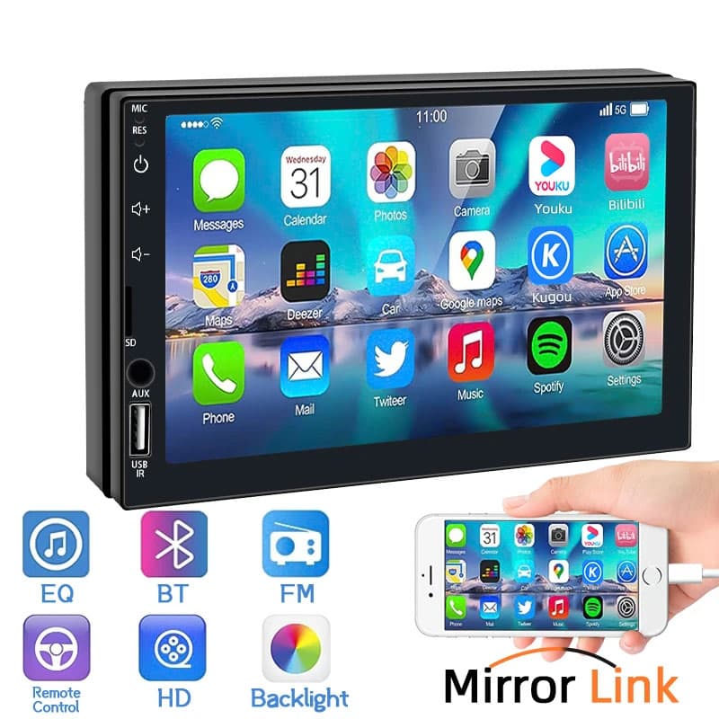 DVD Mp5 7 pouces écran tactile. USB AUX . SD. BT. miroir link  G-1001 - Accessoires Auto/Moto - صورة 1