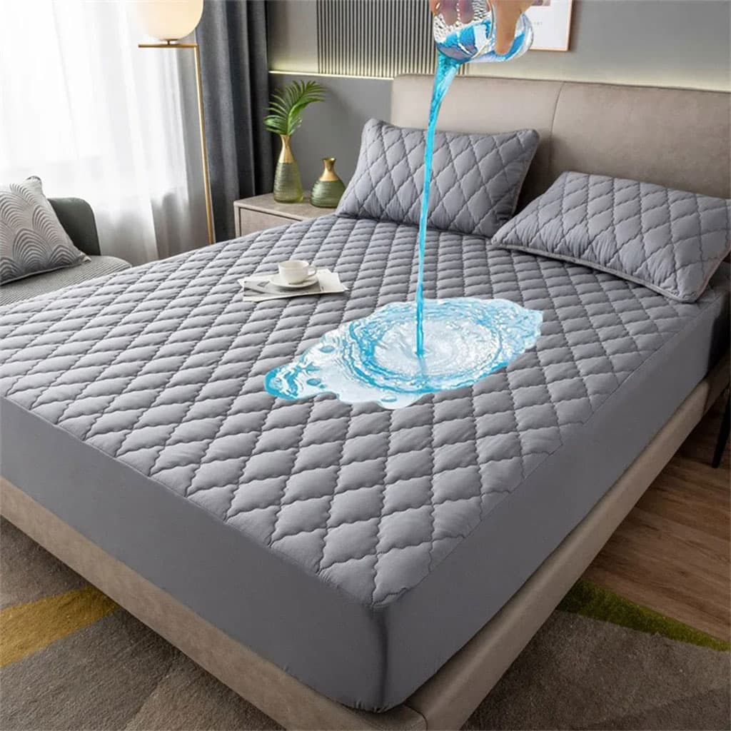 Ensemble 3Pcs Couvre-lit imperméable 2 Places Avec 2 Couvre Oreillers épais - Maison - صورة 5