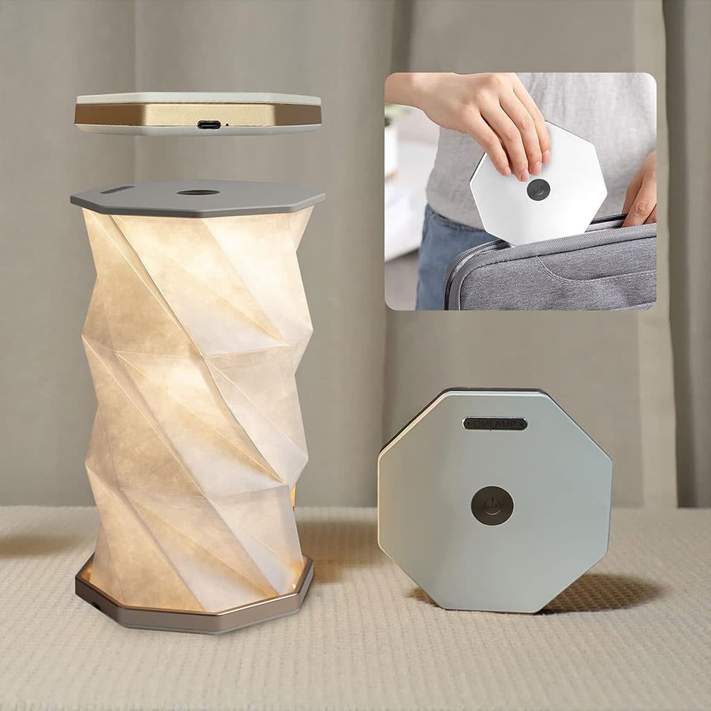 Lampe de lecture rotative portable en bois et papier Rechargeable à LED - Électronique - صورة 3
