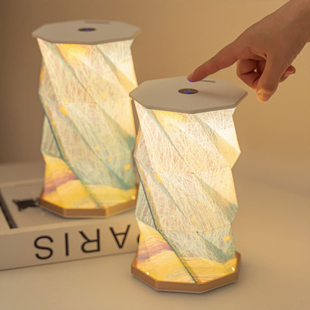 Lampe de lecture rotative portable en bois et papier Rechargeable à LED - Électronique - صورة 4
