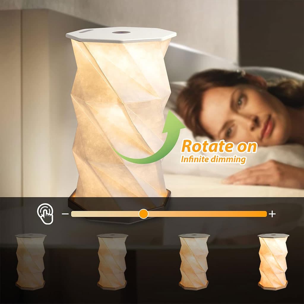 Lampe de lecture rotative portable en bois et papier Rechargeable à LED - Électronique - صورة 6