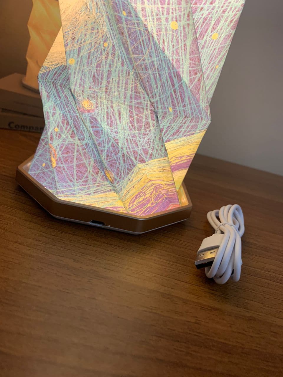 Lampe de lecture rotative portable en bois et papier Rechargeable à LED - Électronique - صورة حقيقية 9