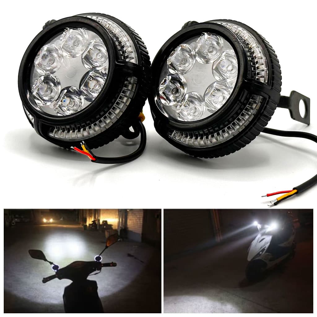 Lot de 2 Phares Antibrouillard 6 LED 12V-85V pour Moto - Accessoires Auto/Moto - صورة 1