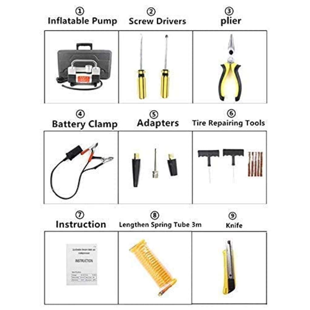 Compresseur d’Air Double Cylindre SHREESAMP avec Kit de réparation 12V -150PSI – مضخة هواء مزدوجة الأسطوانة مع أدوات التصليح - Accessoires Auto/Moto - صورة 6