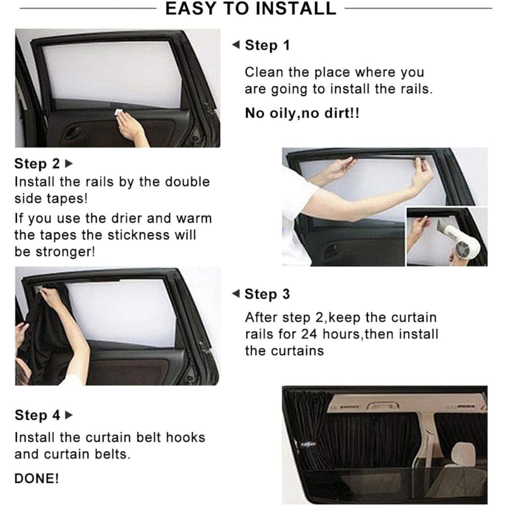 2Pcs Rideau glissé de fenêtre Protection UV pour Voiture  – ستار نوافذ جانبية في السيارة - Accessoires Auto/Moto - صورة 8