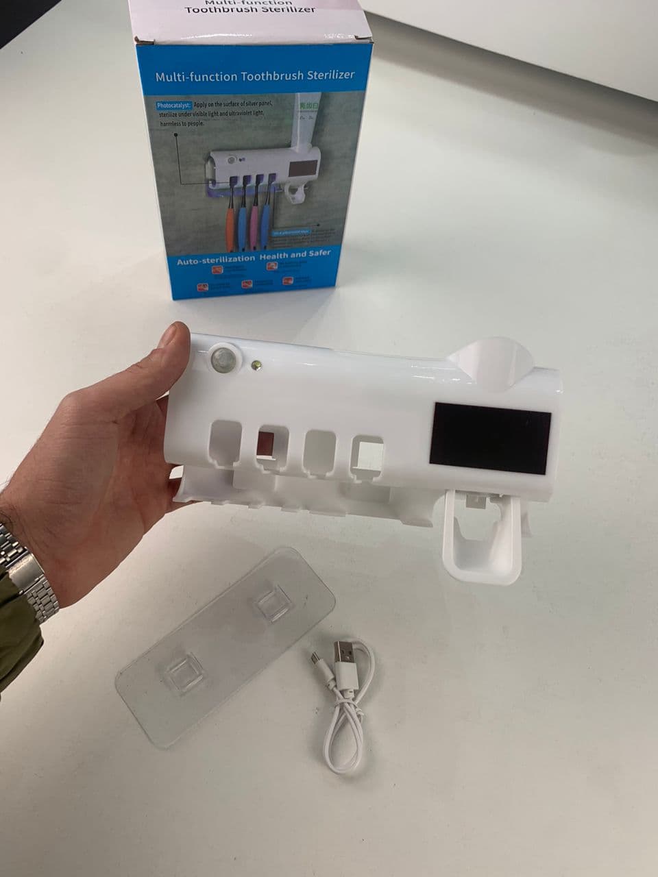 Support de Brosse à Dents UV avec Distributeur Dentifrice - Maison - صورة حقيقية 8