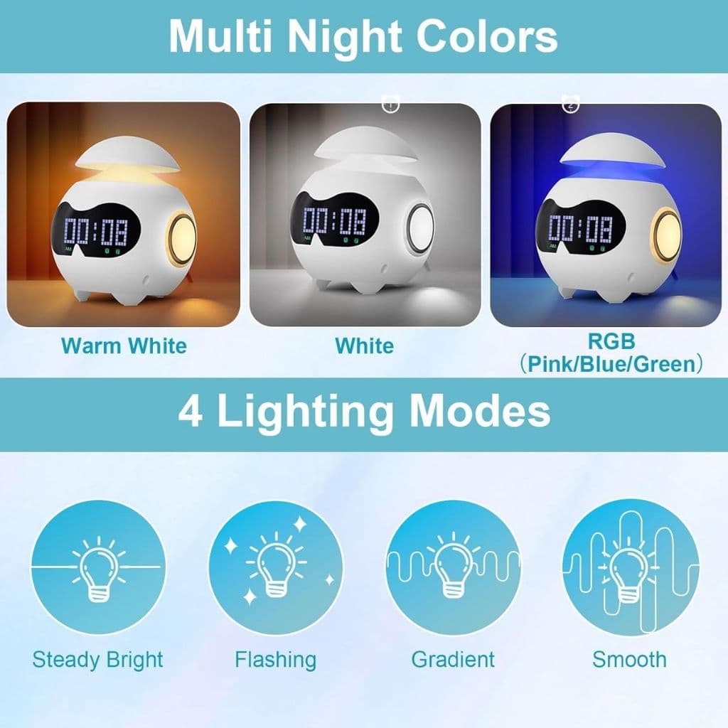 Réveil Émotionnel avec Veilleuse et Haut-Parleur Bluetooth – منبه مع ضوء ليلي ومكبر صوت بلوتوث - Électronique - صورة 2