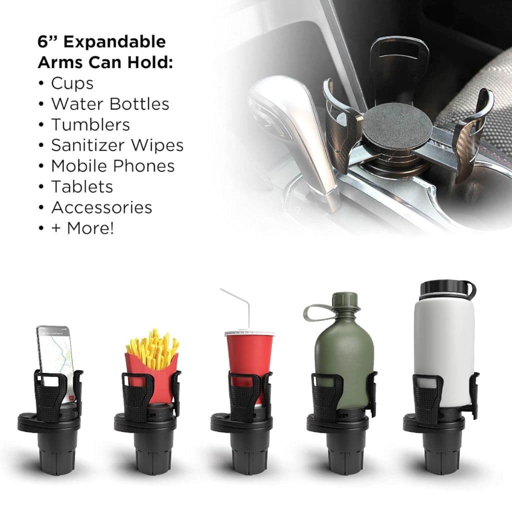 Porte-Gobelet Voiture Extensible 2-en-1 avec Base Rotative à 360° – حامل أكواب مزدوج قابل للتوسيع  - Accessoires Auto/Moto - صورة 4