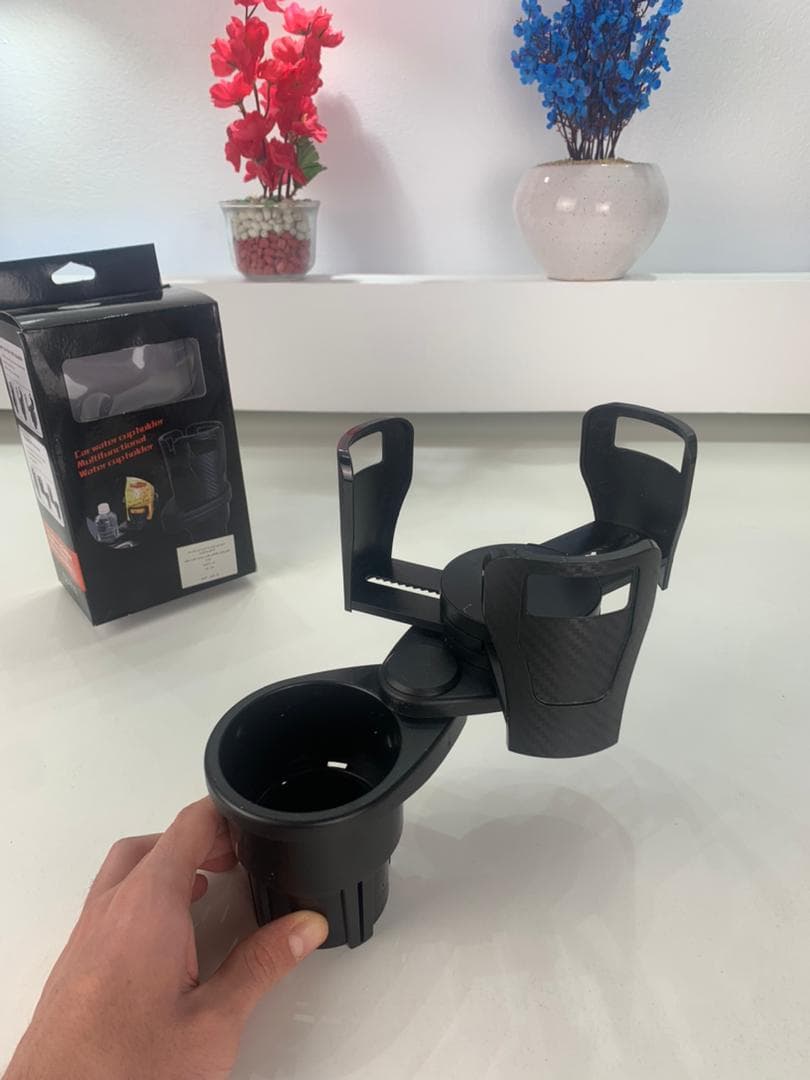 Porte-Gobelet Voiture Extensible 2-en-1 avec Base Rotative à 360° – حامل أكواب مزدوج قابل للتوسيع  - Accessoires Auto/Moto - صورة حقيقية 9