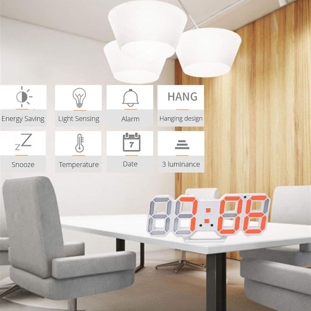 Horloge Numérique 3D LED pour Mur et bureau GH8018 – ساعة رقمية ثلاثية الأبعاد حائط و مكتب - Électronique - صورة 6