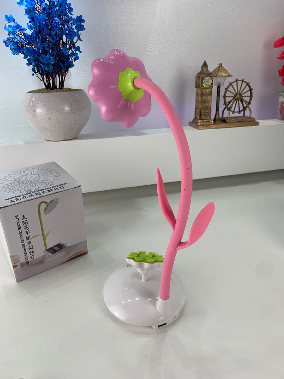 Lampe de Bureau Tournesol avec Support pour Téléphone Portable – مصباح مكتبي مع حامل للهاتف المحمول - Électronique - صورة حقيقية 9
