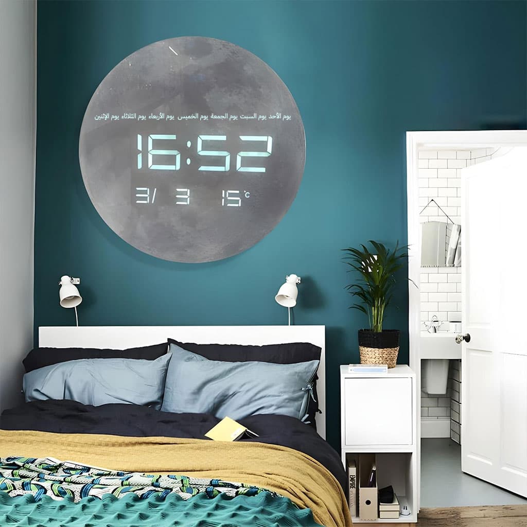Horloge Murale Moon Numérique LED 13 Pouces – ساعة حائط رقمية - Électronique - صورة 5