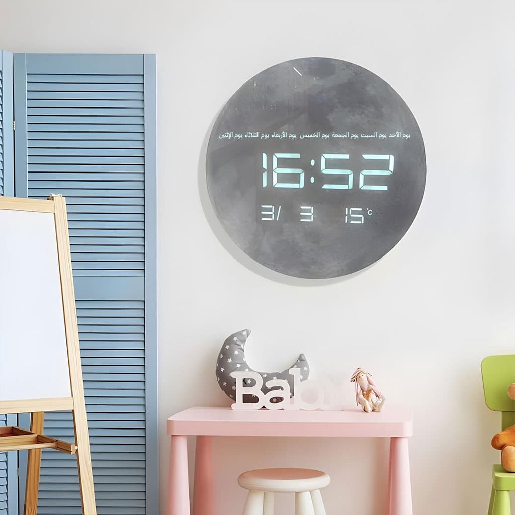 Horloge Murale Moon Numérique LED 13 Pouces – ساعة حائط رقمية - Électronique - صورة 6