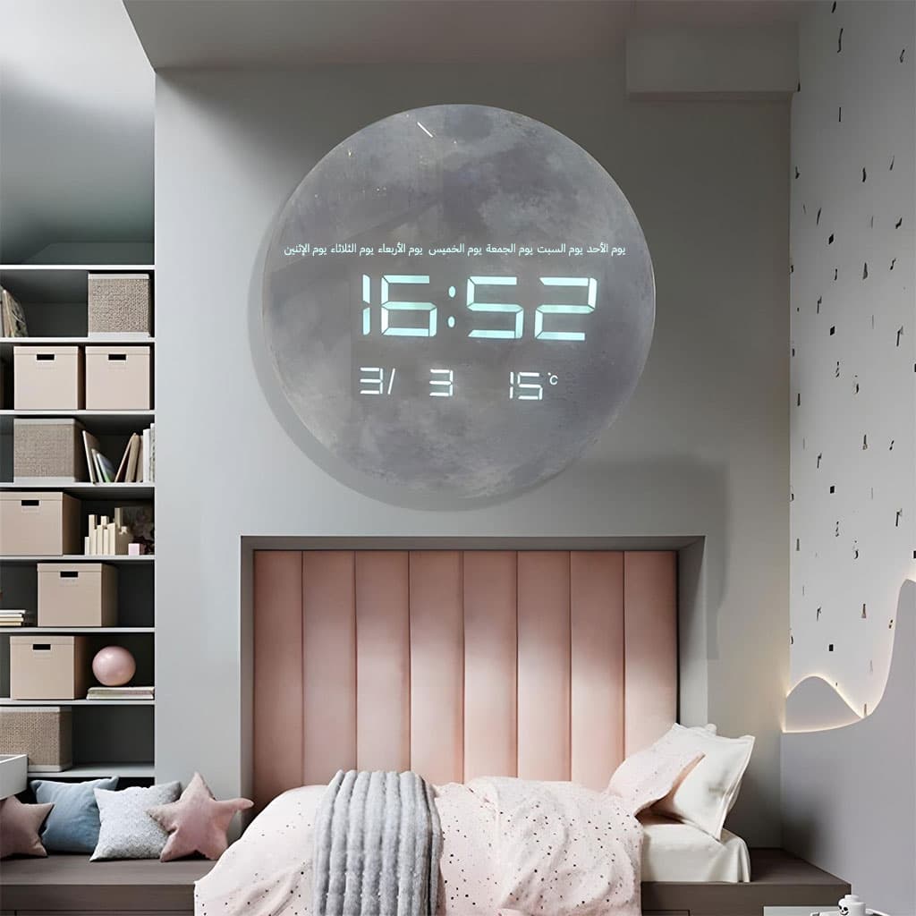 Horloge Murale Moon Numérique LED 13 Pouces – ساعة حائط رقمية - Électronique - صورة 7