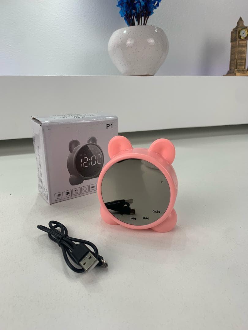 Réveil Numérique Sans Fil avec Affichage LED Miroir et Haut-Parleur Bluetooth - منبه رقمي لاسلكي بشاشة مرآة ومكبر صوت بلوتوث - Électronique - صورة حقيقية 8