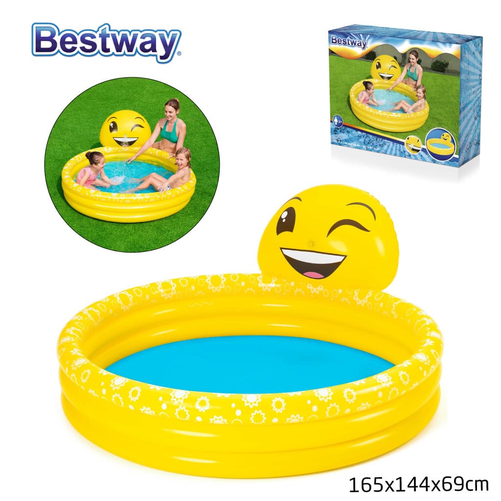 Piscine Gonflable Ronde Motif Emoji Pour Enfants 165 x 144 x 69 cm Bestway 53081 - Jouet & Gaming - صورة 1