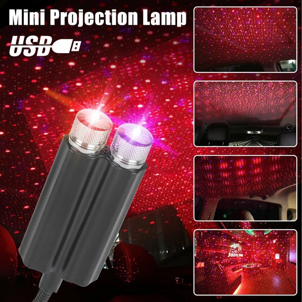 Double Projecteur Étoilé LED pour Intérieur de Voiture USB – إضاءة سقف السيارة - Accessoires Auto/Moto - صورة 5