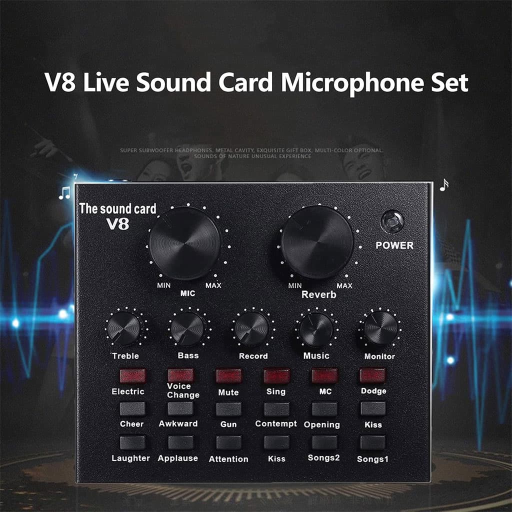 V8 Externe Live Carte Son avec Microphone Set – بطاقة صوت مع ميكروفون للتسجيلات الصوتية - Électronique - صورة 5