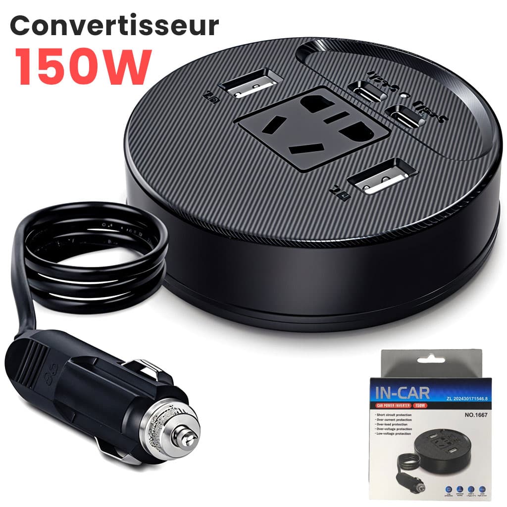 Olesson Convertisseur de courant pour voiture 150W – جهاز شحن في السيارة - Accessoires Auto/Moto - صورة 1
