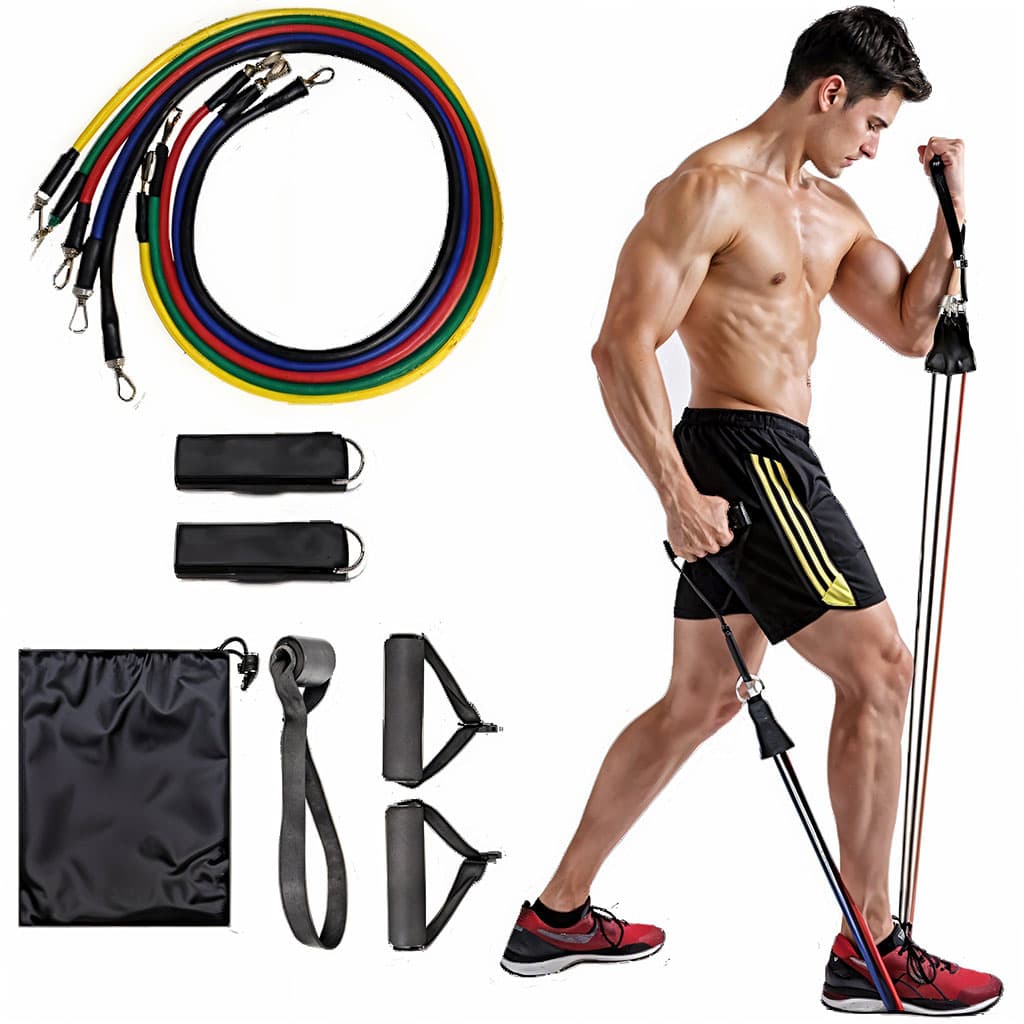 Cordes élastiques de musculation Ensemble de bandes pour sport 11Pcs (5Kg-45Kg) – طقم التدريب المنزلي - Sport - صورة 1