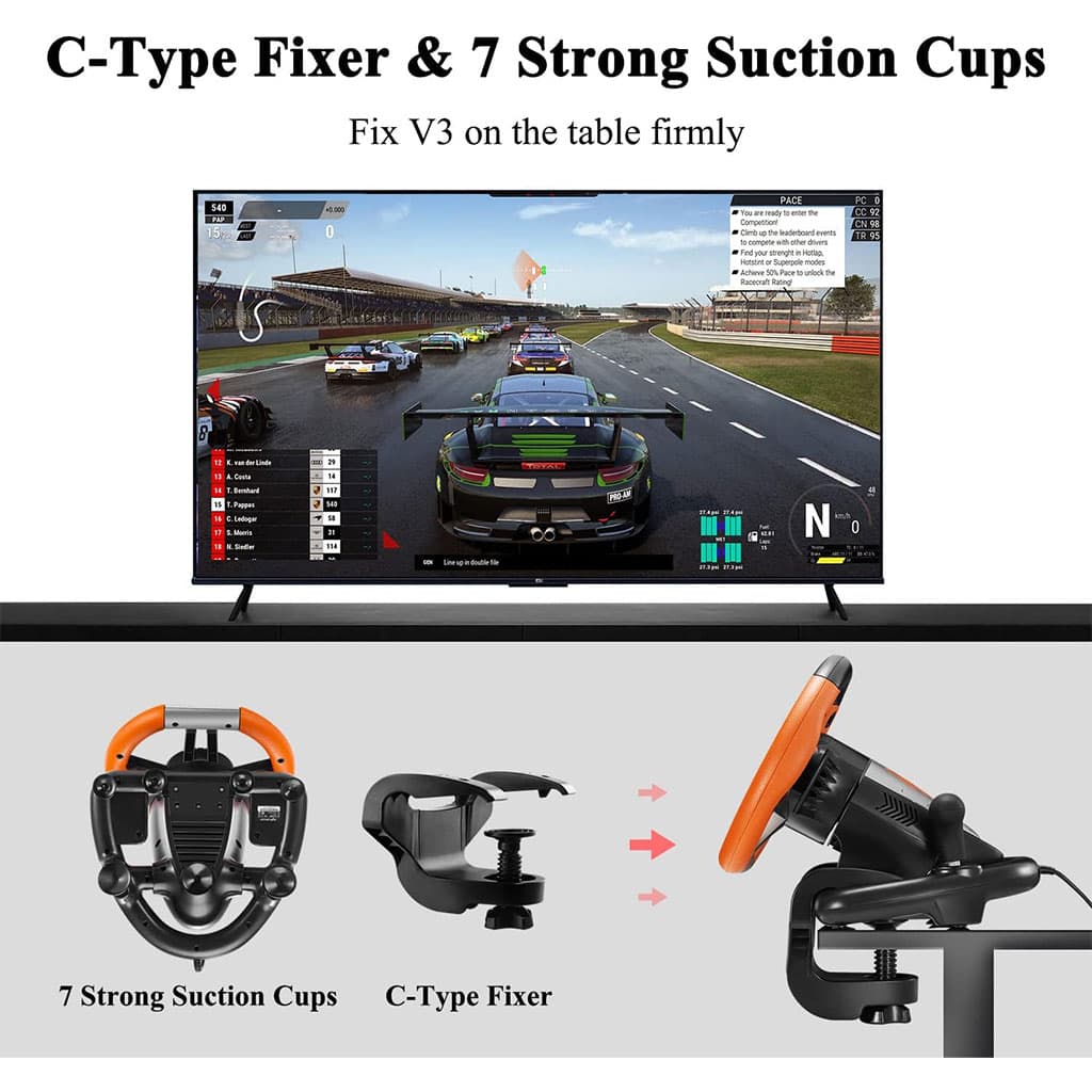 PXN V3 Pro Volant de Course à 180° avec Pédales et Retour de Vibration - Jouet & Gaming - صورة 7