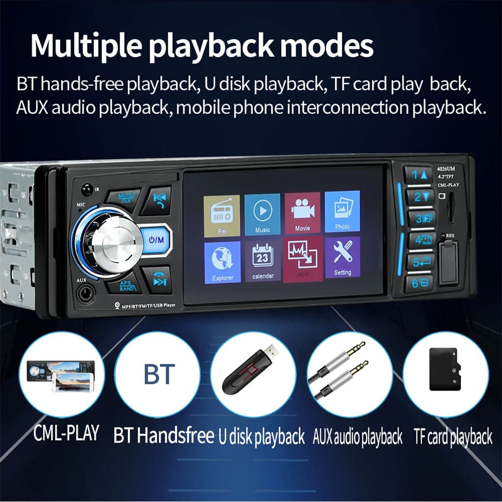 Autoradio MP5 4.1 Pouces FM Radio Ecran HD 4026UM – مشغل راديو السيارات - Accessoires Auto/Moto - صورة 4