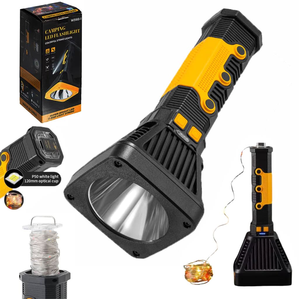 Torche LED et Power Bank avec Guirlande RGB 10m – مصباح طورش عالي السطوع - Camping et Randonnée - صورة 1