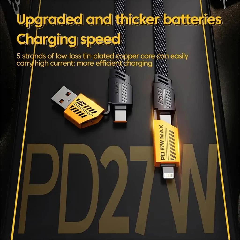 Câble de charge multifonction en nylon tressé durable 4 en 1 à double tête – شاحن سريع ومتين متعدد المنافذ - Électronique - صورة 3