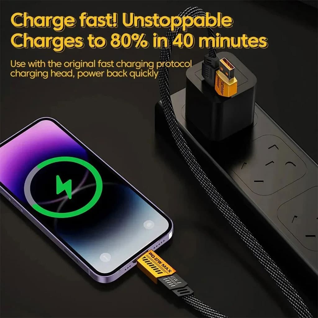 Câble de charge multifonction en nylon tressé durable 4 en 1 à double tête – شاحن سريع ومتين متعدد المنافذ - Électronique - صورة 6