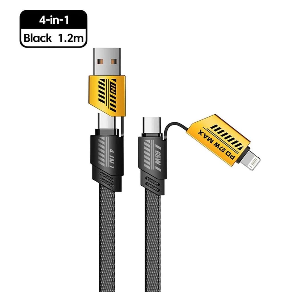 Câble de charge multifonction en nylon tressé durable 4 en 1 à double tête – شاحن سريع ومتين متعدد المنافذ - Électronique - صورة 7