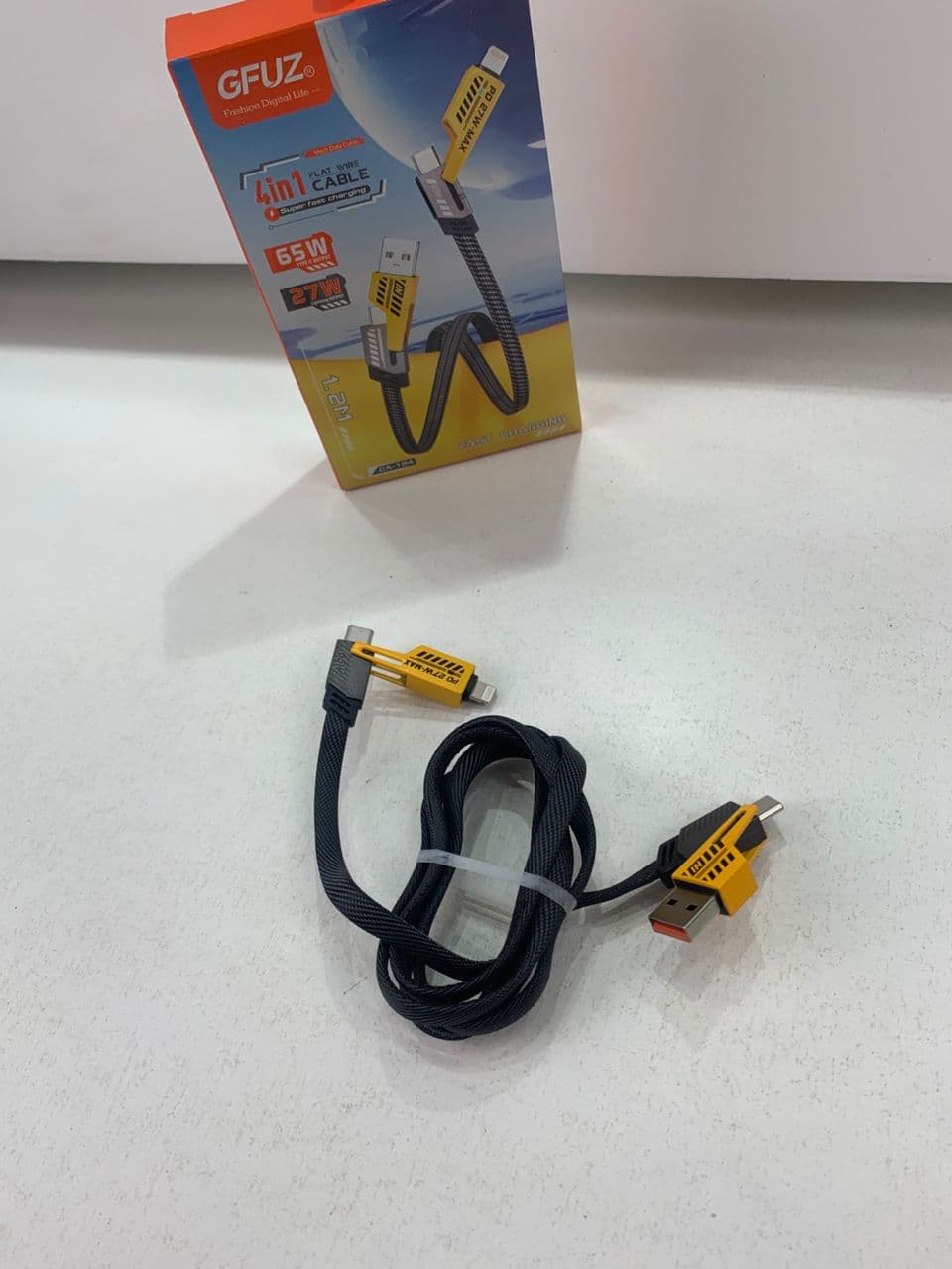 Câble de charge multifonction en nylon tressé durable 4 en 1 à double tête – شاحن سريع ومتين متعدد المنافذ - Électronique - صورة حقيقية 9