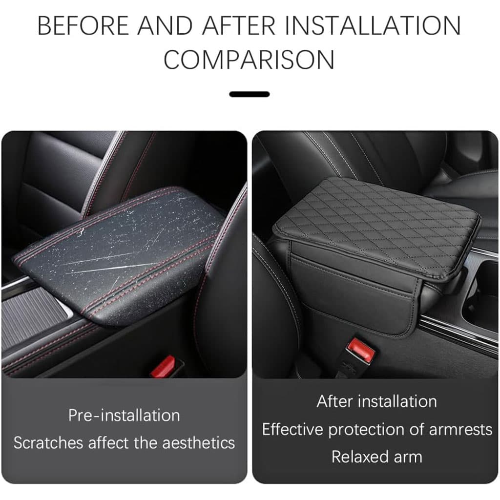 Housse fine pour Accoudoir de voiture en cuir avec 2 sacs de rangement - وسادة مسند الذراع في السيارة - Accessoires Auto/Moto - صورة 2